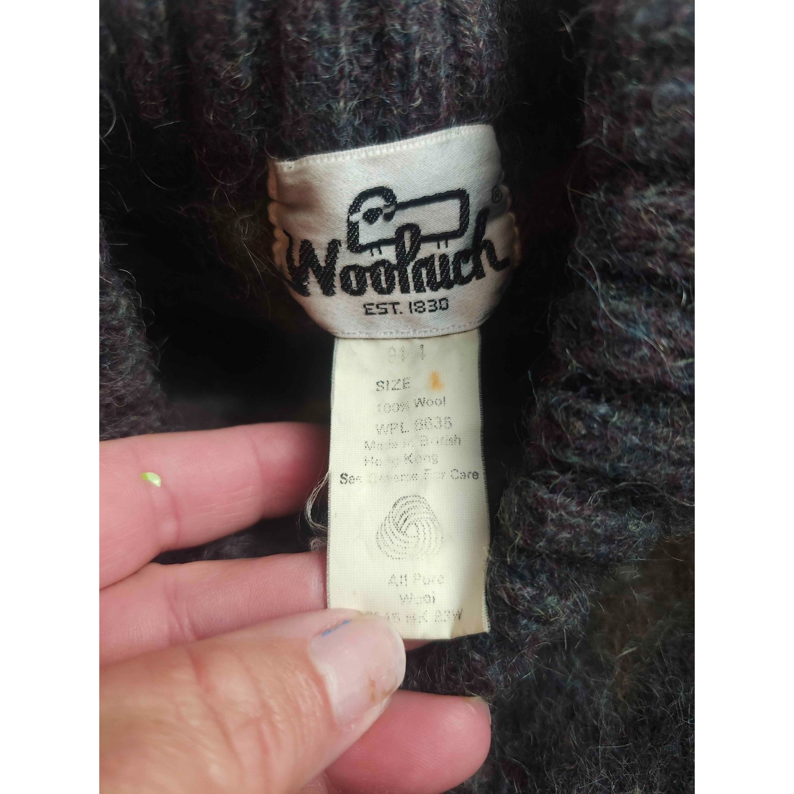Vtg 80s 90s Woolrich Sweater Womens L Gray Fair Isle Nordic Grunge Dark Academia — image 5 of 7